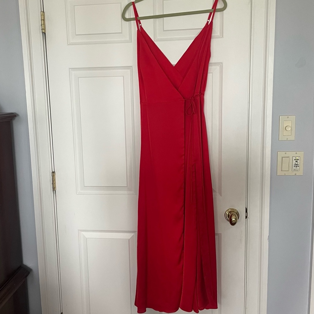 EUC Free People x Fame & Partners Red Wrap Maxi Dress Sz 6